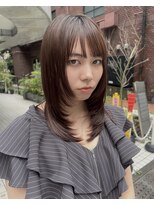 ダル 渋谷/表参道(DAL.)&nbsp;イメチェン赤み消しカラー顔周りレイヤー美髪パッツン前髪