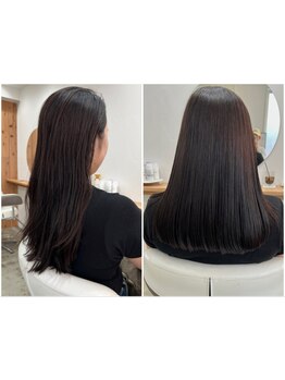 matohu.の縮毛矯正は髪質改善トリートメントと一緒に組み合わせた最高峰のメニューになっております！