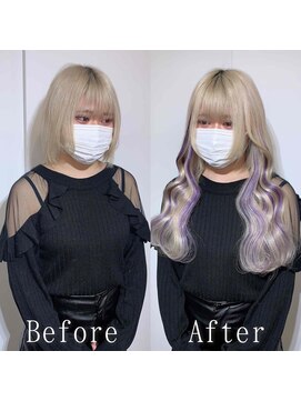 あるじゃんすー 名古屋店 ミルクティー×ラベンダー#シールエクステ#ブルーシルバー#大須