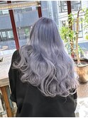ブルーシルバーホワイトブルーくすみカラーハイトーンブリーチ