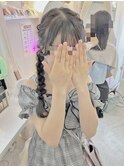 丸四つ編みヘア／サイド編みおろし／