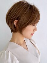 ルージュシー 堀江(RU10C) グレージュハンサムショートベリーショート切りっぱなしボブ