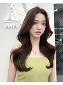 韓国ヘア　レイヤー　顔まわり