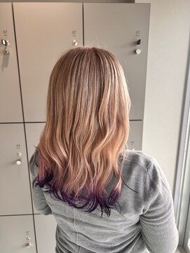 エイト 沖縄豊崎店(EIGHT toyosaki) 【EIGHT豊崎】お客様スタイル_ラベージュと裾パープルカラー