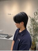 センターパート　曲がる縮毛矯正　メンズ縮毛矯正