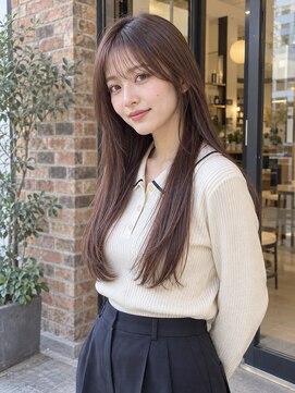 ヘアーメイク リライ(hair make rely) 薄め前髪とさらつやブラウンロング