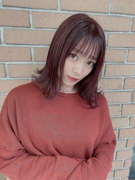 サロンドミルク 原宿(salon de MiLK) 【salon de MiLK 原宿】外ハネミディアム×ピンクオレンジ