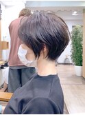 絶壁解消×マロンベージュ×40代×前髪長め大人ショートボブ永