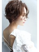 大人可愛い エアリーウェーブ前髪なしショートボブ20代30代40代k