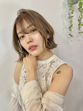 サロンド アクトレス 恵比寿店(salon de actress) 大人ガーリー　くびれボブ　透明感ベージュ