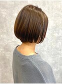 大人かわいいショートボブ/マッシュ/ベージュ/カット＋カラー