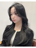韓国レイヤーカット ブルーブラックカラー