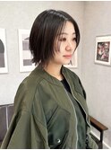 島田/レイヤーボブ 顔まわり 前髪センター分け 大人ボブ 人気
