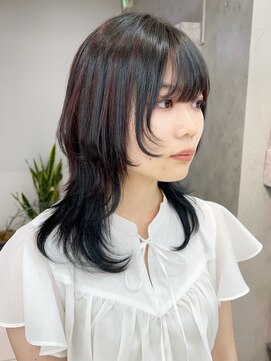 ヴェイン 渋谷(vain) ブリーチなしルーツカラー/くらげウルフ