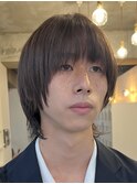 原宿メンズブリーチカラーベージュグレージュセンターパート束感