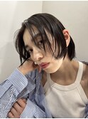 ショート20代30代ウルフ黒髪前髪なし