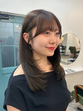 ヒョンミョン ライズバイレボ 柏西口店(hyon myon/RISEbyREVO) 顔周りカット/レイヤーカット/オリーブブラウン
