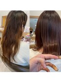 ビフォーアフターシリーズ　艶ショコラピンク　髪質改善