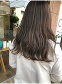 大人ゆる巻きロング×ダークグレージュ×白髪ボカシ
