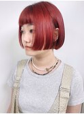 【morio原宿】ミニボブ　ヘアカラーレッド