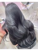 新宿人気！ブリーチなし艶ブルーブラックカラー/髪質改善n
