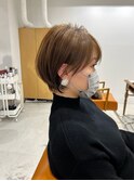 小顔ショートボブカラー大人ショートボブひし形ショートカット