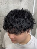 メンズ波巻パーマ ツーブロックマッシュ