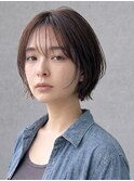大人レイヤーボブナチュラルショート丸型ハッシュカット20代30代