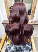 【白石】ブリーチなしピンクバイオレット暖色艶カラーロング