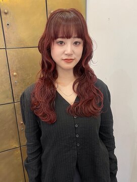 ヘアーアイスカルテット(HAIR ICI QUARTET) 20代透明感カラー◎ゆるふわスタイル×チェリーレッド