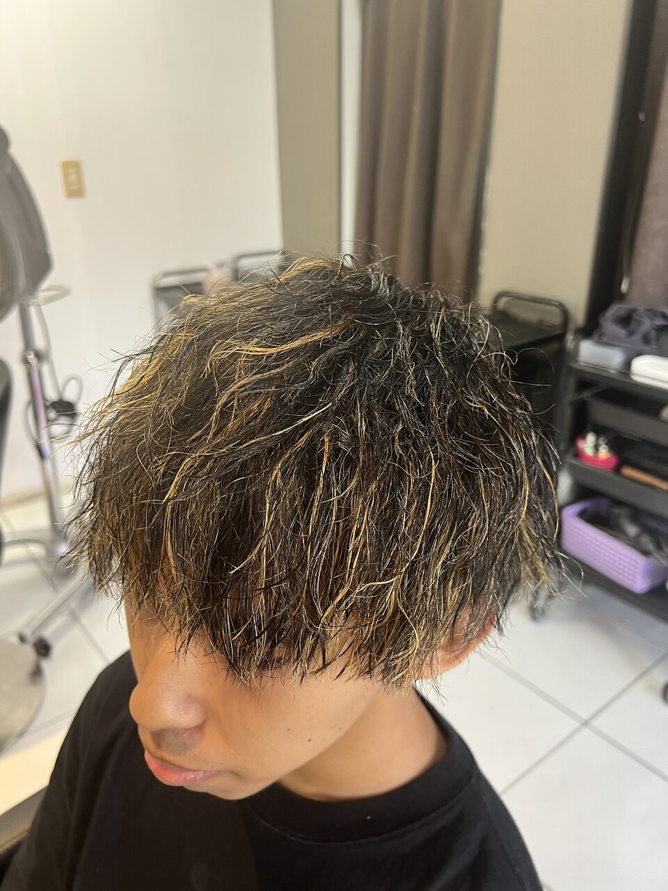イージーアイロン（キャロット）　中古　メンズ　パーマ　ツイスト イナズマツイスト✖︎メッシュ！！ #富山美容室#富山メンズ