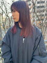 ツイギー 宮西店(TWiGGY)&nbsp;ぷつっとストレートヘアにピンクレッド