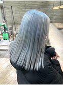 水色ペールブルーハイトーンダブルカラーケアブリーチ髪質改善