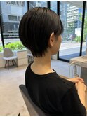 大人ショートボブ丸みショートカットマッシュショート前髪あり