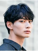 福岡天神ゆるめシャドウパーマメンズマッシュウルフカット緩め