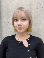 サンク 原宿 表参道(cinq)&nbsp;ミルクティーピンクグレージュミディアムウルフレイヤー長めボブ