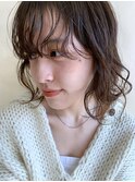 ウェーブパーマ/ニュアンスボブ/暗髪ブラウン