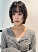 ショートボブ/シースルーバング/くびれレイヤー/ブラウンカラー