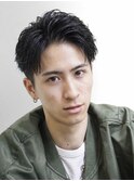 刈り上げショートツーブロックアップバングラフパーマ