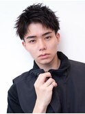 メンズ束感ベリーショートブルーブラックスパイキーショート