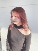 イルミナカラーコーラル×韓国風巻き髪