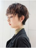 ショートパーマ_アースカラーくびれヘアツートンカラー_ba368112