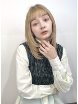 アンサム 二子玉川店(UNSOME) ブロンドヘア/ベージュ/レイヤーカット/ぱっつん前髪