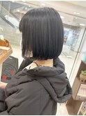 【morio】札幌ボブ　黒髪ぱつっと丸みボブ