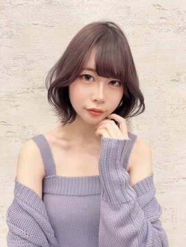 ロンド クラン 岡崎(Lond Clan) 韓国顔周り前髪ボブ×大人ガーリーブリーチ無しグレージュ[岡崎]