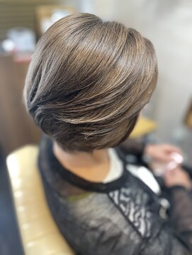 プルームエル(plume aile) 大人女性にオススメグレージュ系白髪ぼかしショート