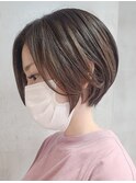表参道大人ショートボブ顔周りレイヤーカットくびれショート40代