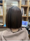 切っぱなしボブ/ストレートパーマ