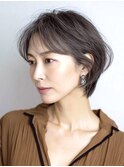 大人ショートレイヤー白髪ぼかし脱白髪染め40代50代60代原宿