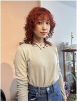 スイ チトセ(suiii chitose)&nbsp;レッドオレンジ×ウルフパーマ【千歳美容室】